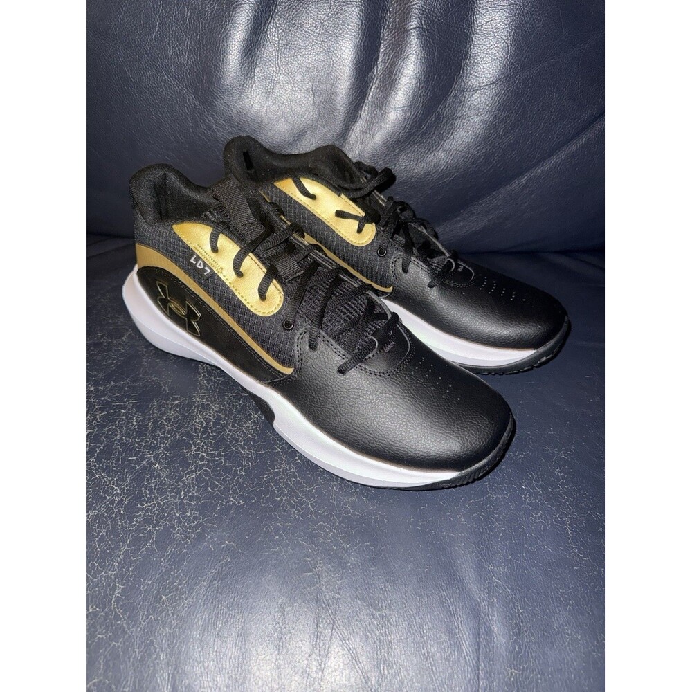 Under Armour UA Lockdown 7 Shoes Mens Size 13 Black Gold Basketball 3028512-001